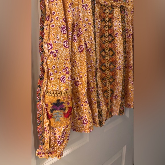 Maeve By Anthropologie Printed & Embroidered Boho 100% Cotton Blouse, Size 2 - Picture 2 of 11